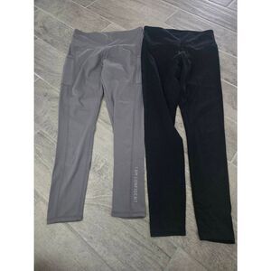 Women's IT Works Two Pair Confidence the Label Leggings Black and Grey Size Medi